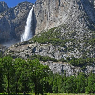 Yosemite National Park waterfall, cliffs, and wetland