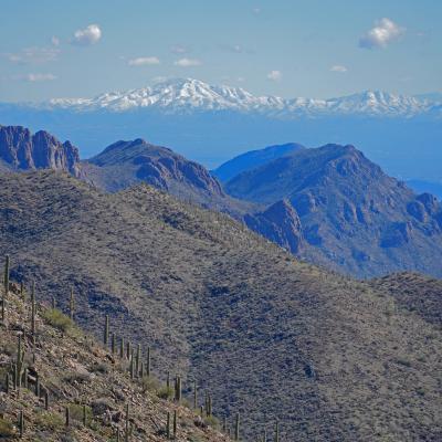 Santa Catalina Mountains (Mt Lemmon) with snowy peaks
